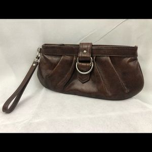 NY &Co Faux Snake Skin Clutch Purse Brown New